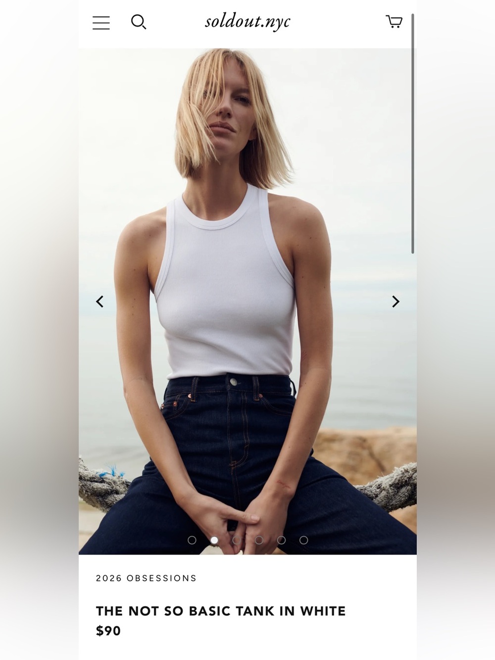 Sold Out NYC White Ribbed Tank Top